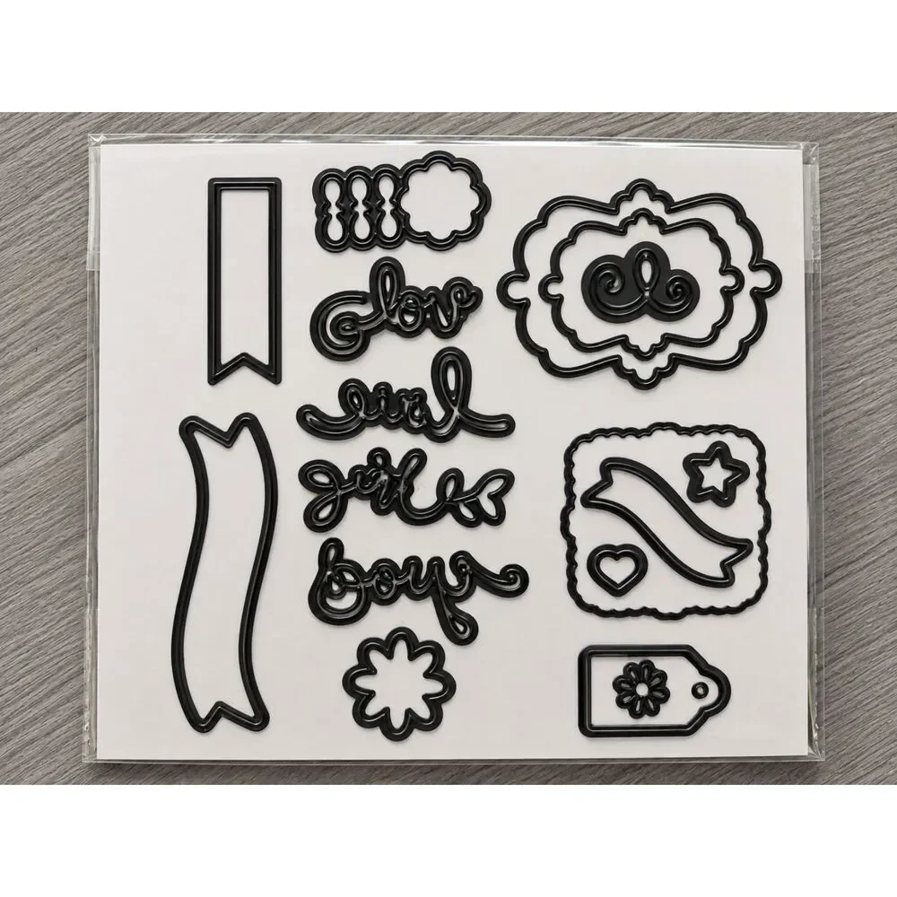 Stampin Up Clear Stamps Matching Metal Dies Bundle Banner Thanks Arrow Flower